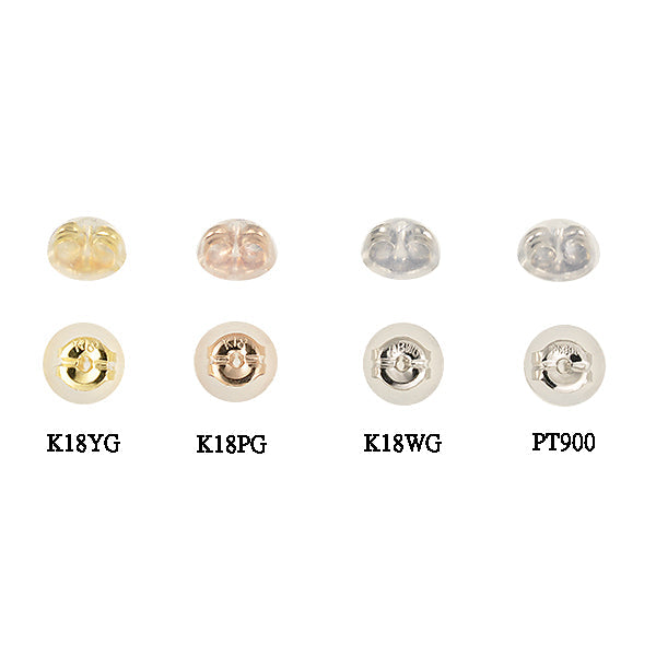 小方テスト中_K18 /PTピアスキャッチ(イエローゴールド/ピンクゴールド/ホワイトゴールド/金属ピアス用/シリコン付き)