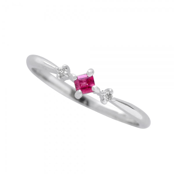 レッドベリル/ダイヤモンド PTリング(スクエア)