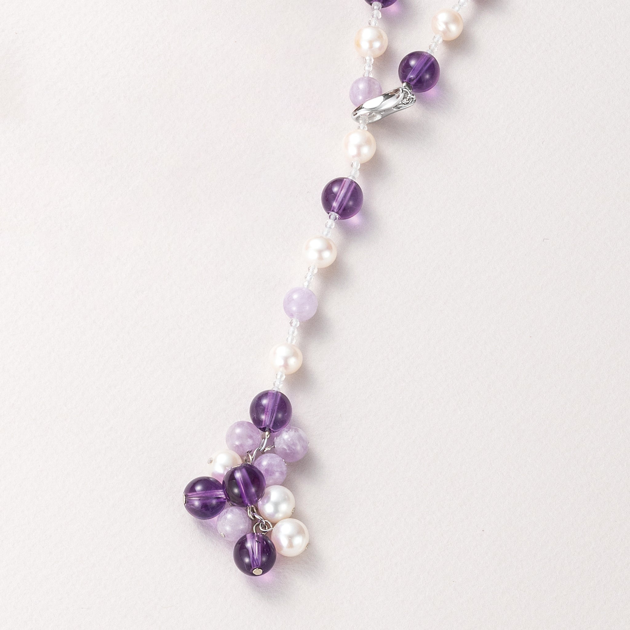 パール/アメシスト SVネックレス(淡水真珠/ロング/67cm)