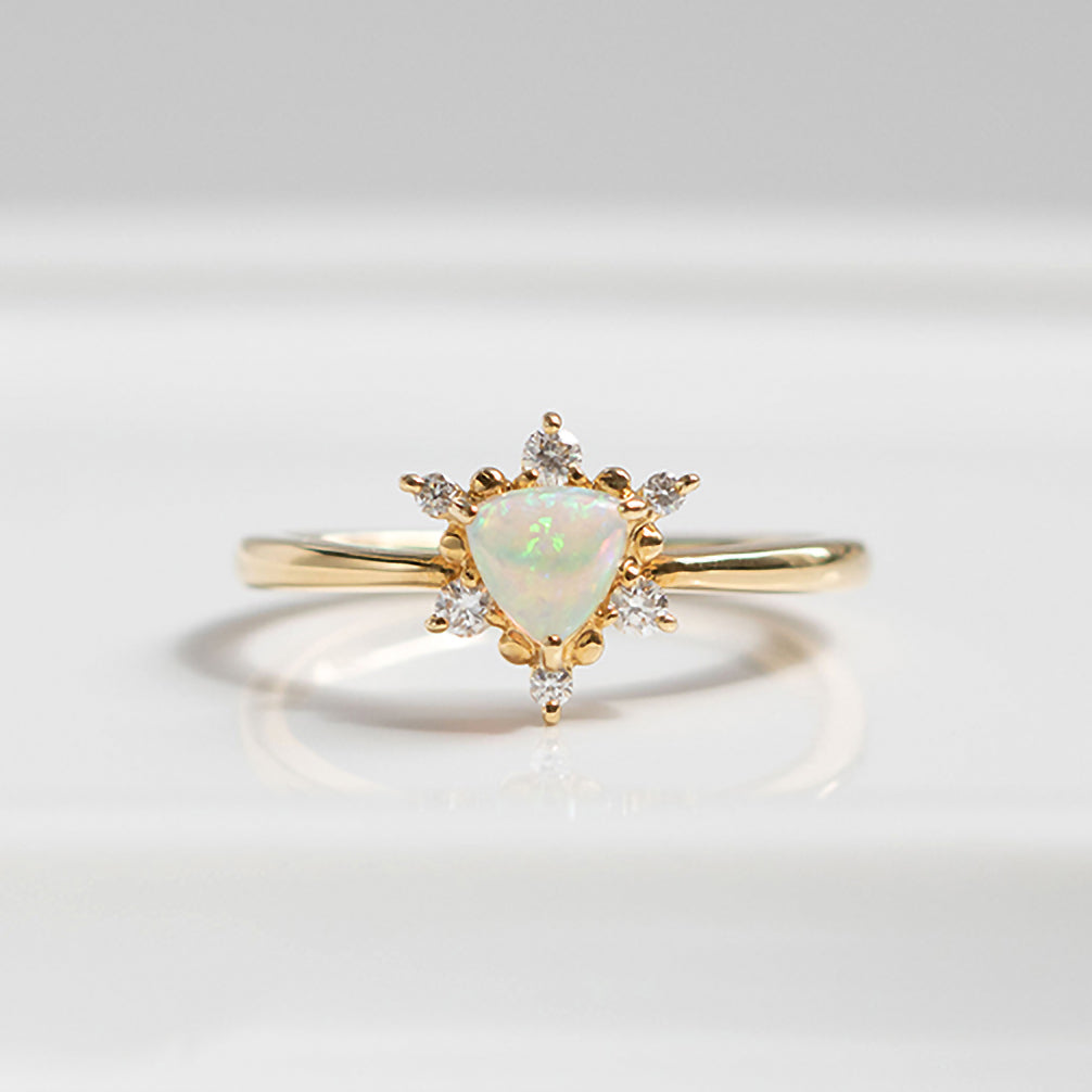 【限定1点】オパール/ダイヤモンド K18リング(10月誕生石)