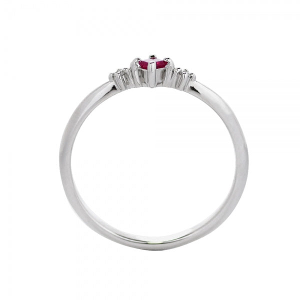 レッドベリル/ダイヤモンド PTリング(スクエア)