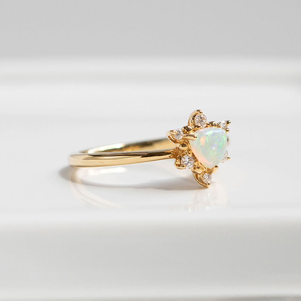 【限定1点】オパール/ダイヤモンド K18リング(10月誕生石)
